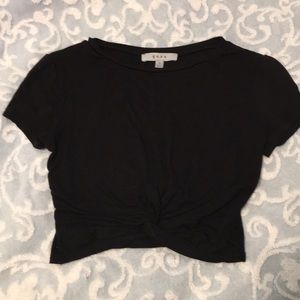 Gaze Black Tied Crop Top Short Sleeves